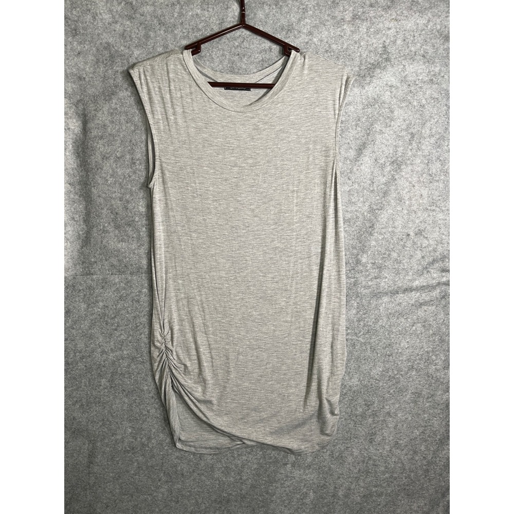 Carolase Heather‎ Gray Ruched Side Sleeveless Tunic Top Crew Neck Women Small